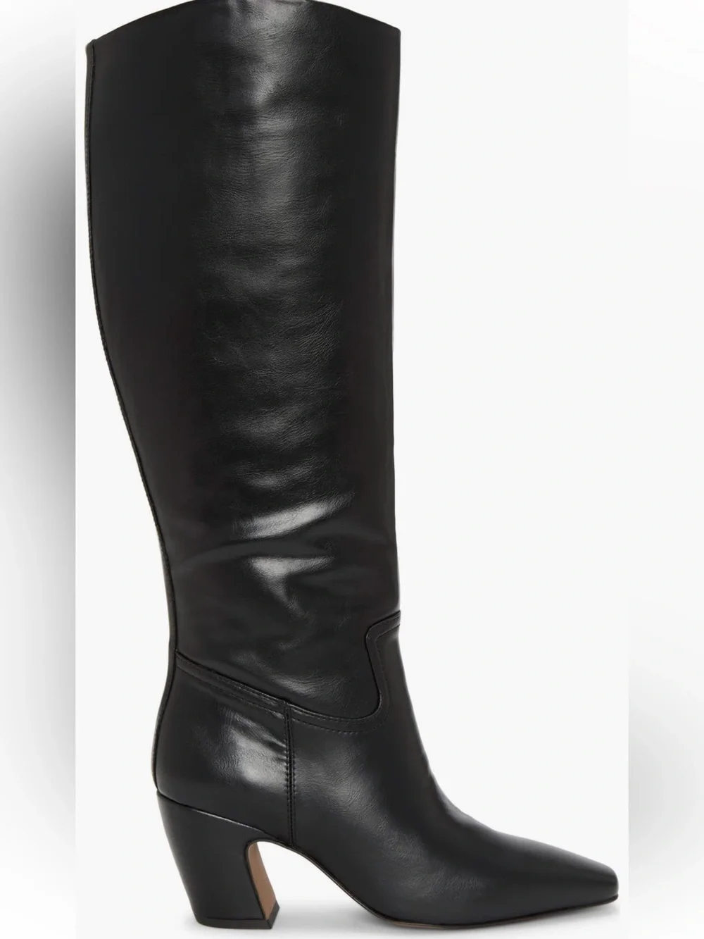 Vince Camuto Black Leather Knee High Block Heel Boots Sz 7.5 Wide Calf NWB